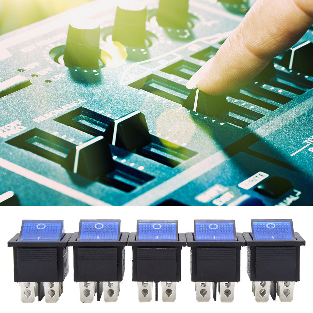 Karlak 10 peças interruptor rocker plástico azul com luz para eletrodomésticos e máquinas-ferramentas