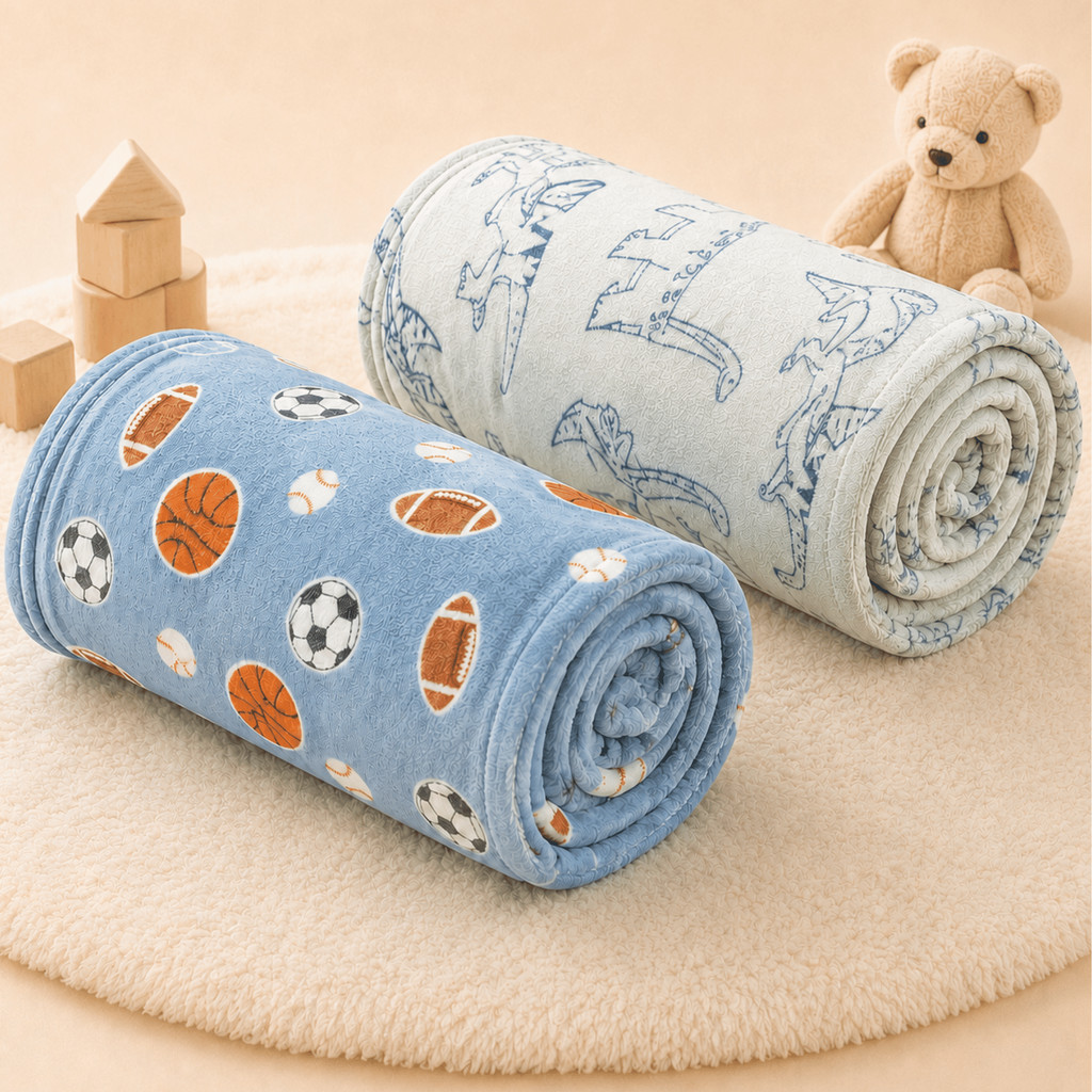 Kit 2 ou 3 Mantas Bebê Menino Cobertor Fleece Soft Microfibra Macias Sortidas