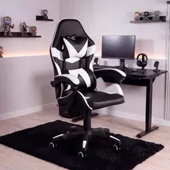 Cadeira Gamer Escritório Reclinável Giratória Assento Couro