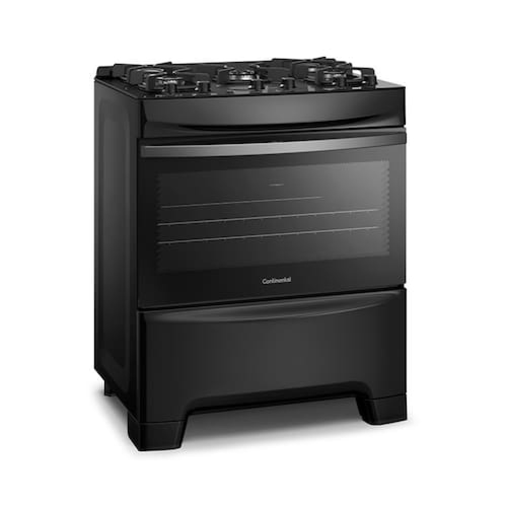 Fogão Continental 5 Bocas FC5GB com Mesa de Vidro, Forno Eco Turbo e Tripla Chama