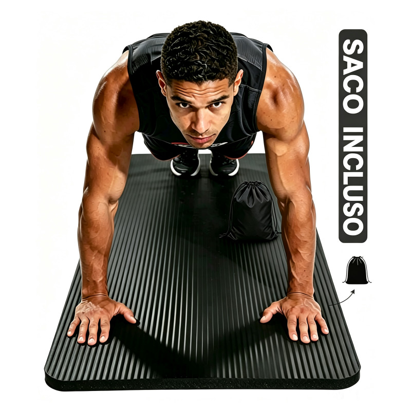 Tapete de Yoga XPE 10mm 60x180cm Com Sacola De Transporte Antiderrapante Para Pilates Treino Exercício em Casa