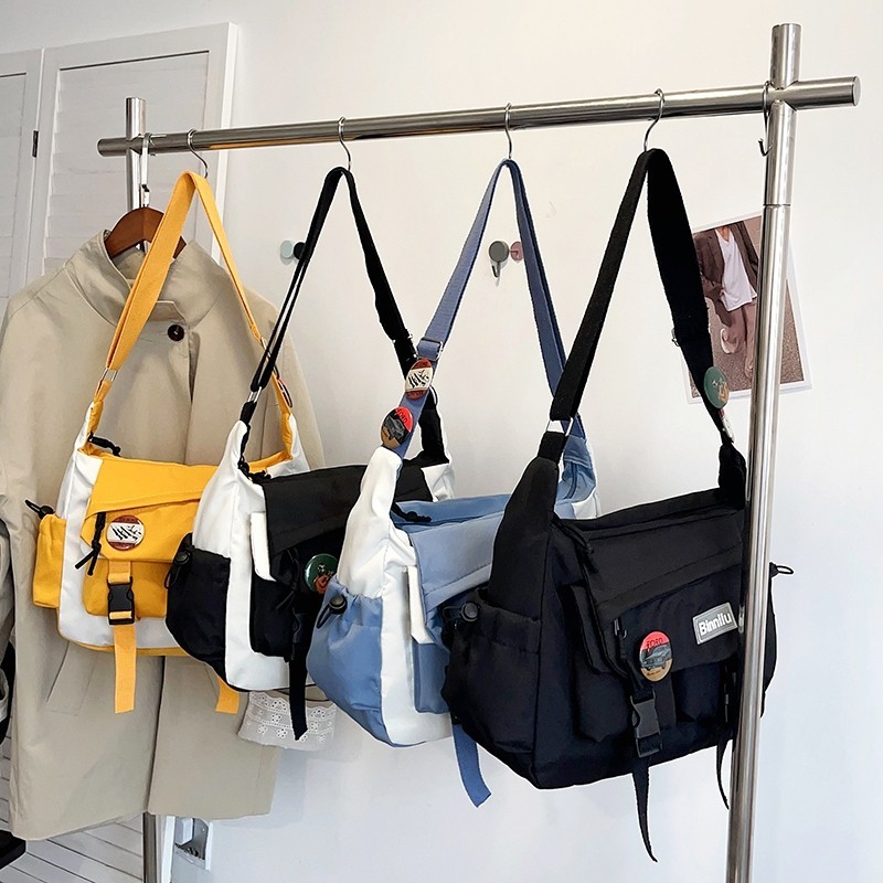 Bolsa Transversal de Lona de Grande Capacidade Unissex Estilo Escolar para Estudantes e Bolsa Mensageiro Masculina