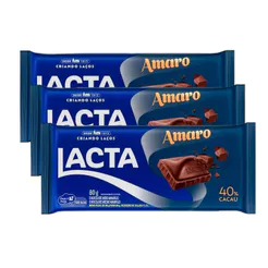 Kit 3 Chocolate Amaro 40% Cacau Barra 80g