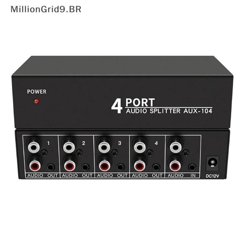 Mill RCA Aux Audio Switcher 4 Em 1 Out Seletor De Áudio Estéreo 4X1 3.5mm L/R Caixa De Interruptor Analógico , B BR