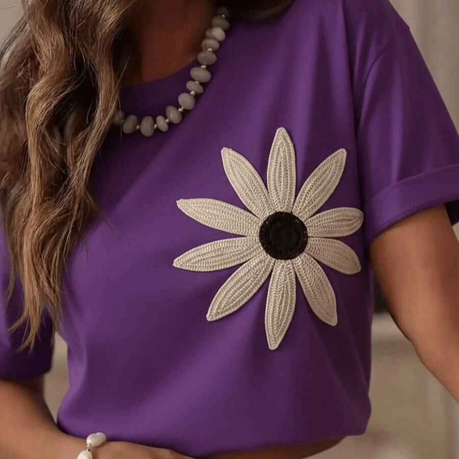 Camiseta MInimalista Feminina Estilosa Estampada Margarida Lançamento Camiseta Alta Qualidade - Aurein
