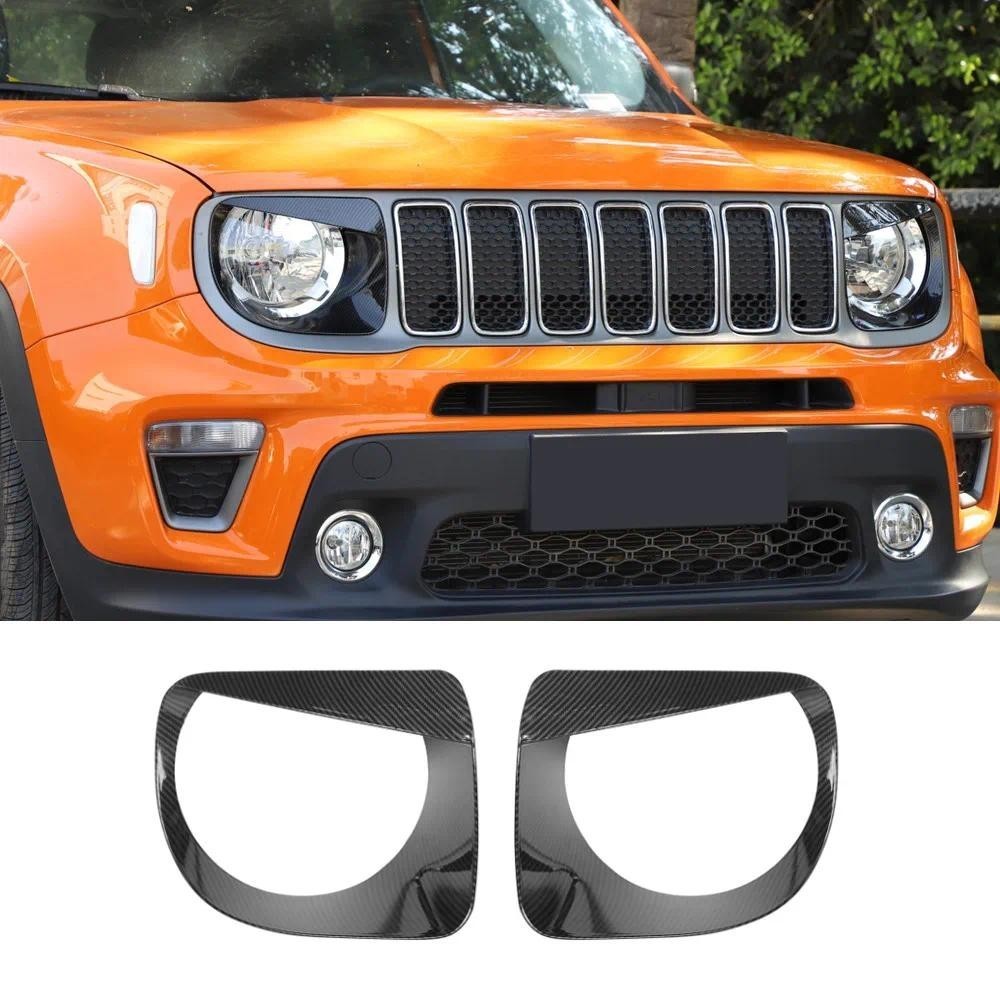 Para Jeep Renegade 2019 + Luz Dianteira Do Carro Lâmpada Decoração Anel Capa Guarnição Novo Estilo Acessório 2 Pçs/set