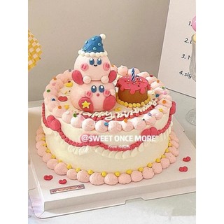 Influenciador bonito dos desenhos animados rosa estrela cartão caneta empilhamento boneca decoração cerâmica macia bolo 