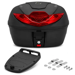 Baú Moto Bauleto 35 Litros Pro Tork Smart Box 4 Universal com Refletor Vermelho