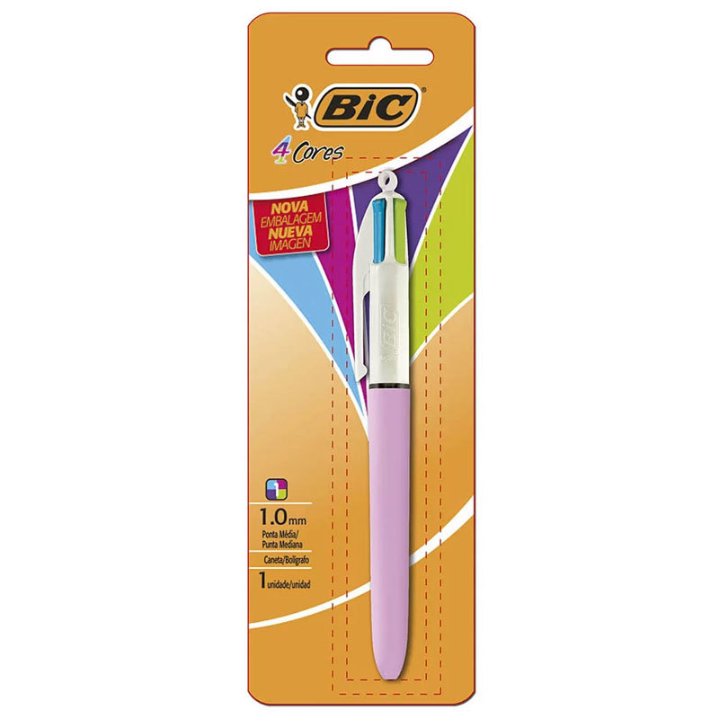 Caneta esferográfica 1.0 retrátil Refresh Rosa 4 cores Bic