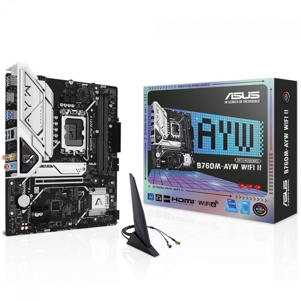 Placa Mãe Asus B760M-AYW WIFI II, Chipset B760, Intel LGA 1700, mATX, DDR5 (Terabyte Oficial)