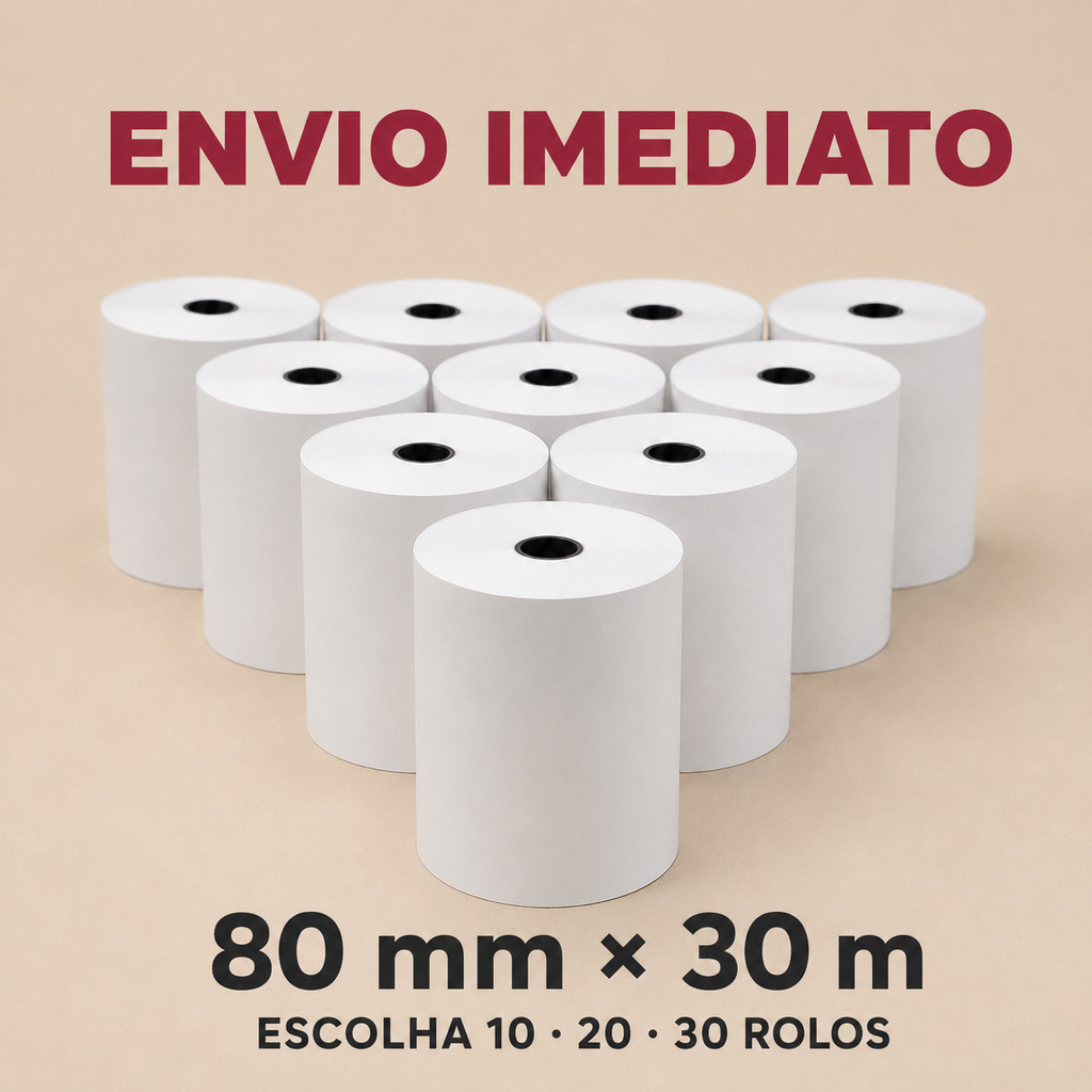 Bobina Térmica Cupom Fiscal 80mm x 30m - PDV/Loja