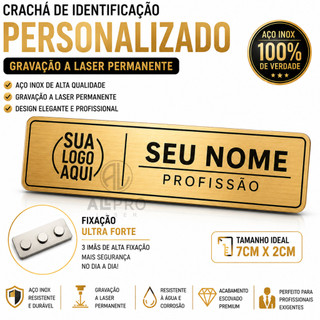Crachá Broche Aço Inox C/ Imã Magnético Personalizado Laser