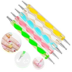 2 Kit 10 Boleadores em 5 Pincéis com Ponta Dupla Design em Unhas