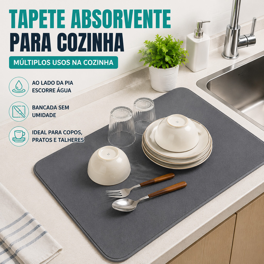 Tapete Absorvente Para Louça Super Absorvente Dupla Face Antiderrapante Para Pia Da Cozinha Tapete Escorredor
