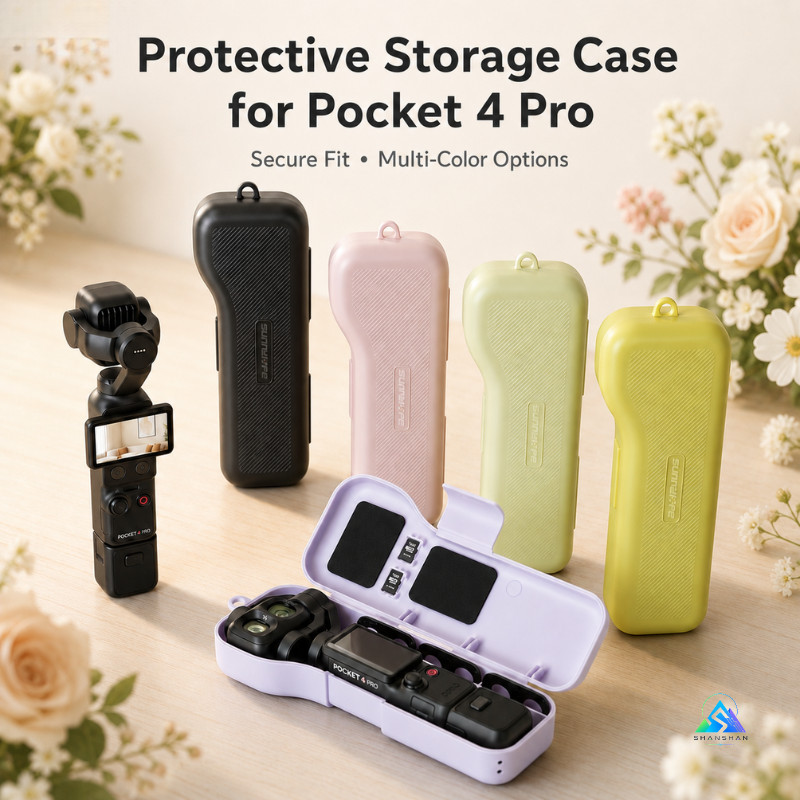 Estojo de Proteção para DJI Osmo Pocket 4 Pro, Estojo de Transporte à Prova de Choque com 3 Compartimentos para Filtros,