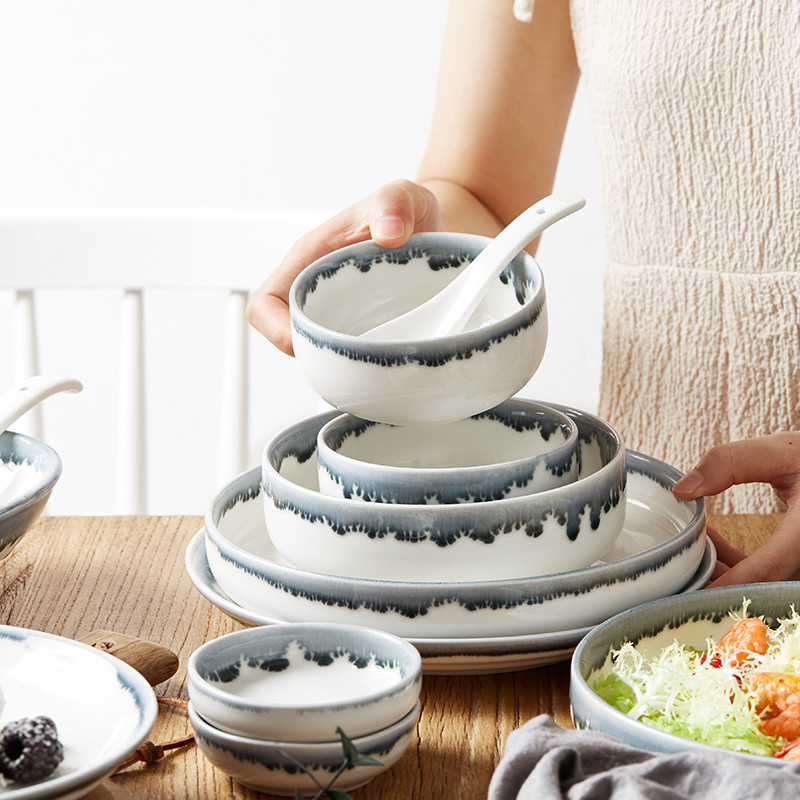 Conjunto de pratos de cerâmica estilo nórdico, pratos domésticos, tigela de sopa, talheres criativos, estilo japonês, pr