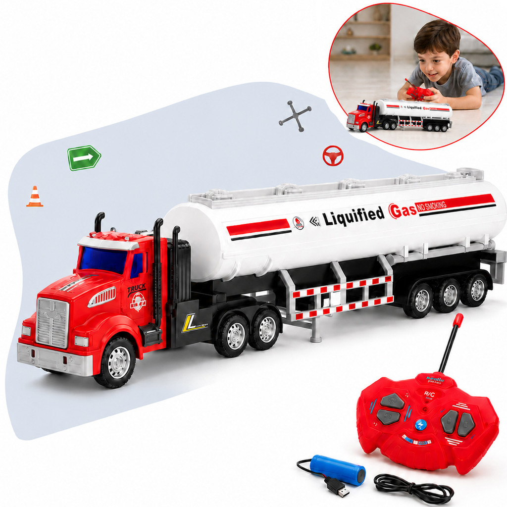 Caminhão Carreta de Controle Remoto Tanque Truck Bateria Recarregável Brinquedo Infantil Kizumba