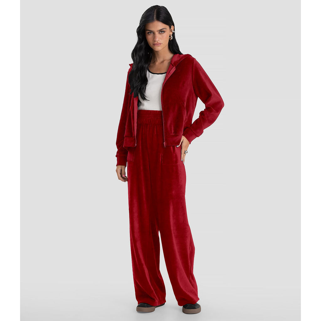 Calça Feminina Pantalona em Plush Dianna Vermelho