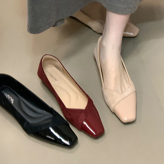 Bombas planas francesas mary jane sapatos de noite feminino 2025 novo estilo outono deslizamento-On mary jane sapatos de