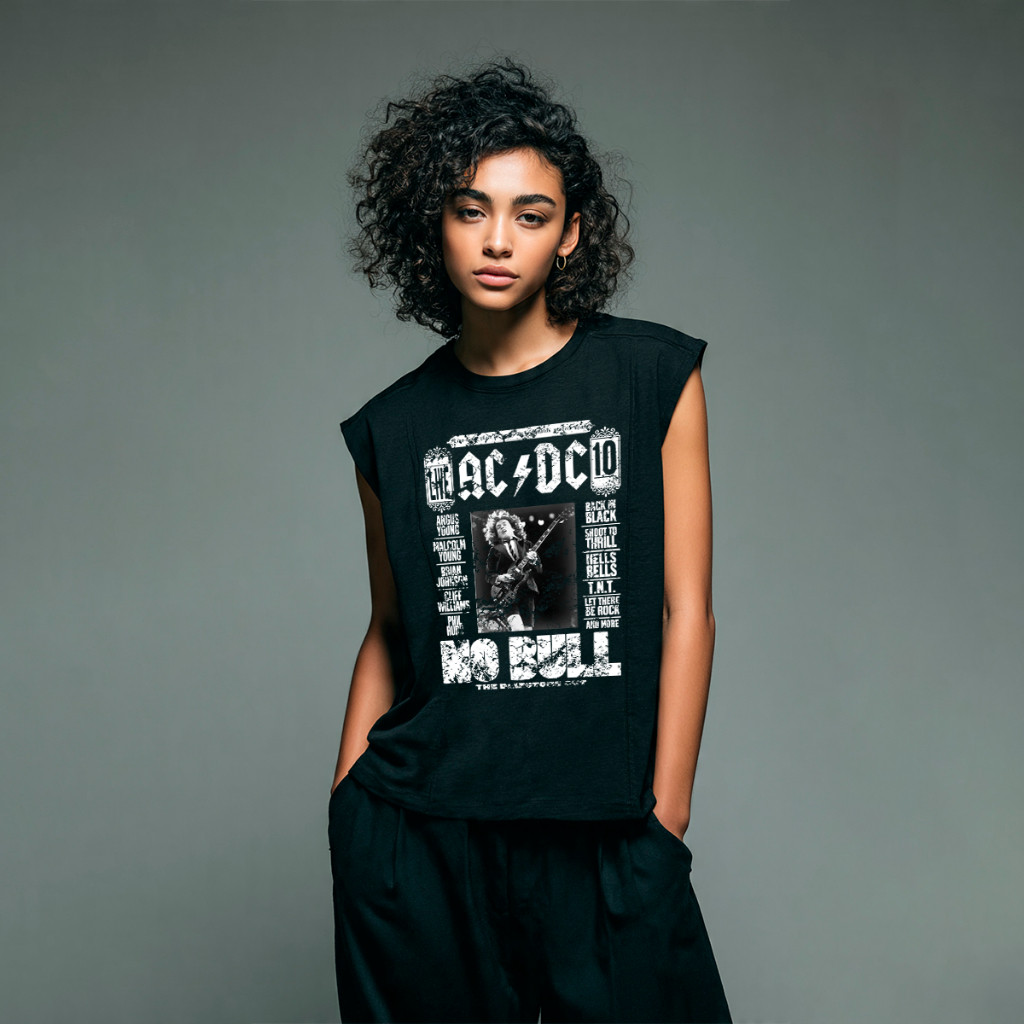 Regata Feminina Estampa - Muscle Vintage Confortavel AcDc No Bull Álbum Banda - Casual - 100% Algodão Envio Rápido