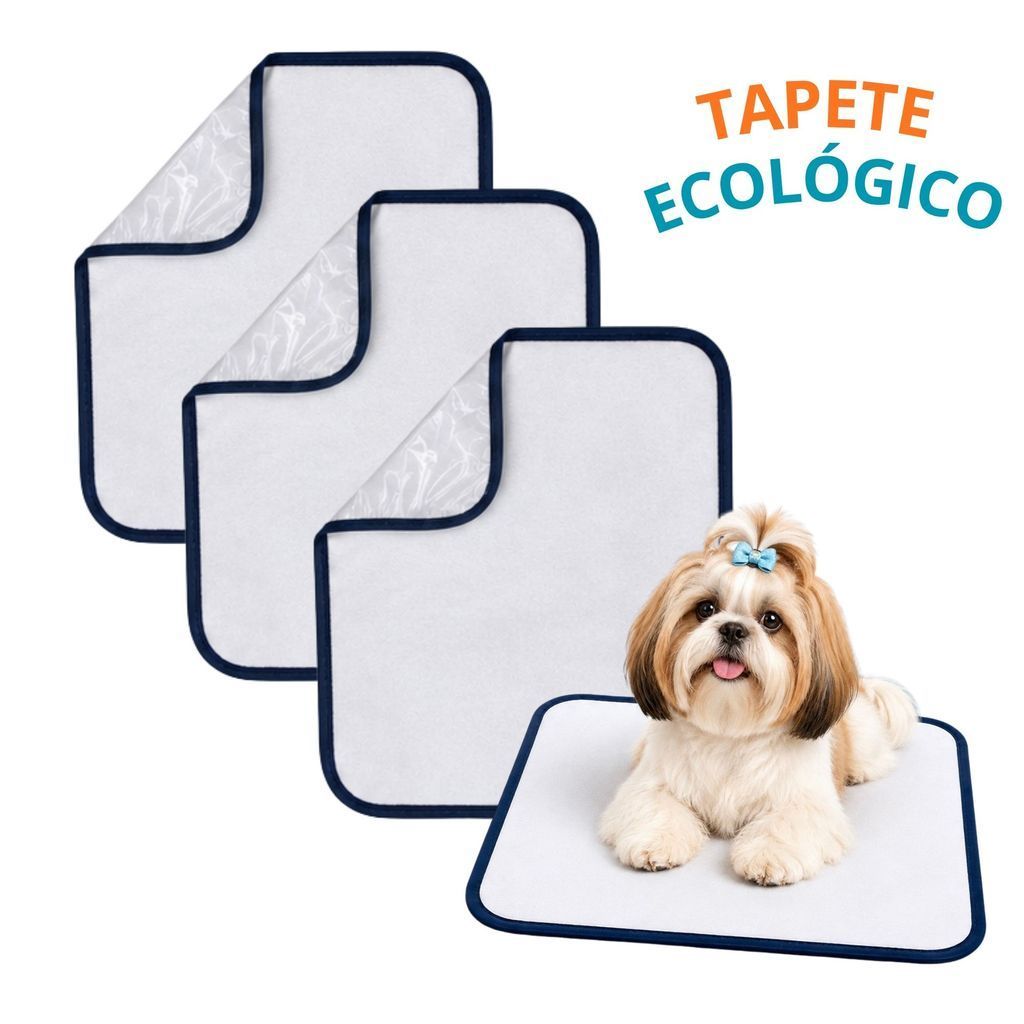 Kit 3 Tapetes Higiênico Reutilizável Lavável 45X55 Para Pet Dog Gato Xixi Educador