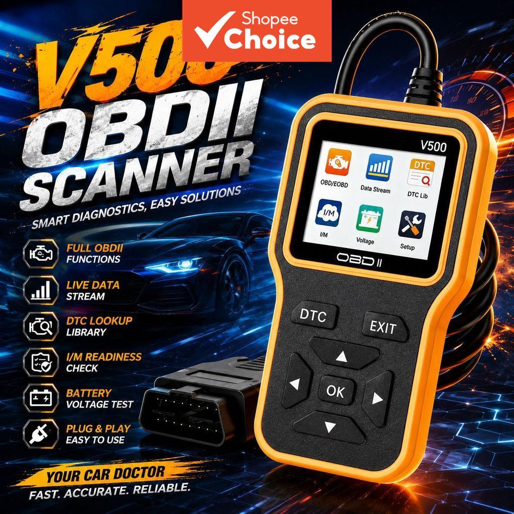 V500 OBD2 Scanner Leitor De Código De Motor Ferramentas De Diagnóstico E Reparo De Teste De Dados Ao Vivo