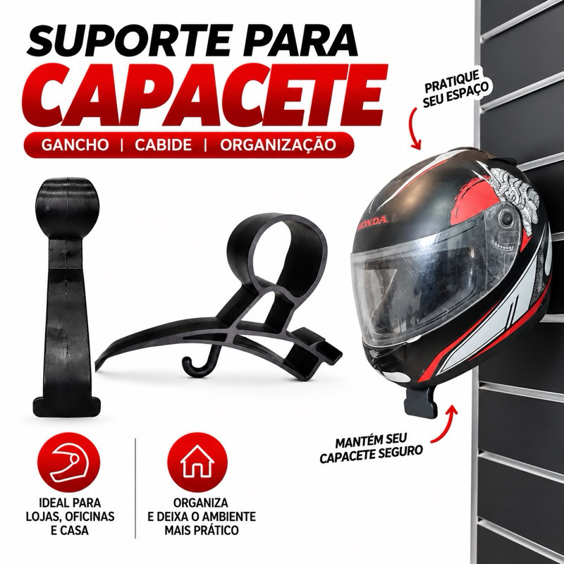 Suporte Expositor De Capacete Pra Painel Canaletado Gancho para Capacete Suporte para Capacete Moto