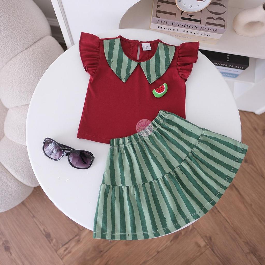 OWLET-Conjunto Saia Melancia Feminino-Padrão 3D-Roupas Femininas-Moda Feminina