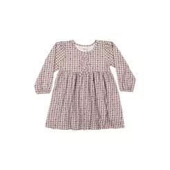 Vestido Manga Longa Infantil Menina Xadrez Elian Marrom