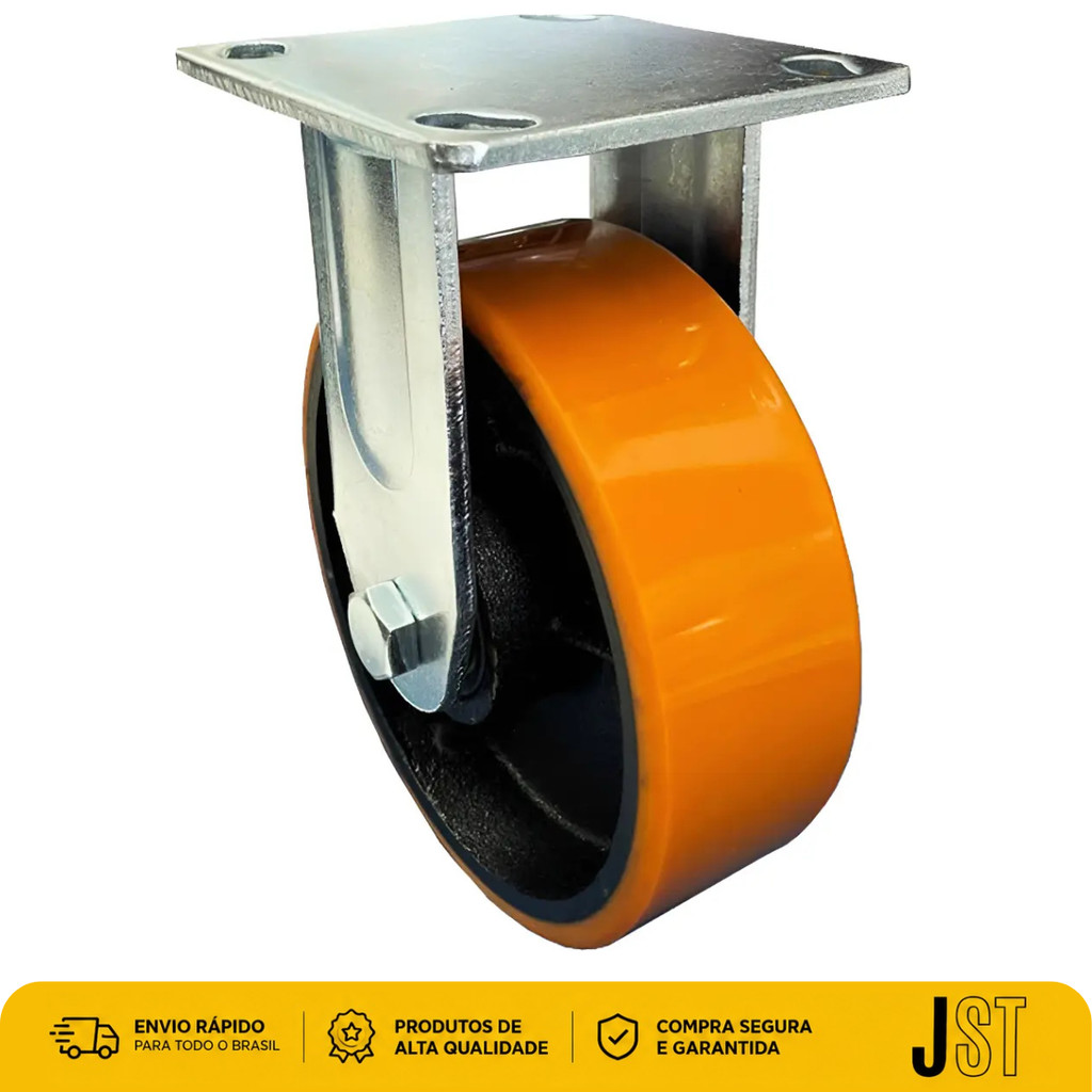 Rodízio Fixo Poliuretano 6 Pol 50mm 480kg JST Rodas Para Carrinhos Pesados