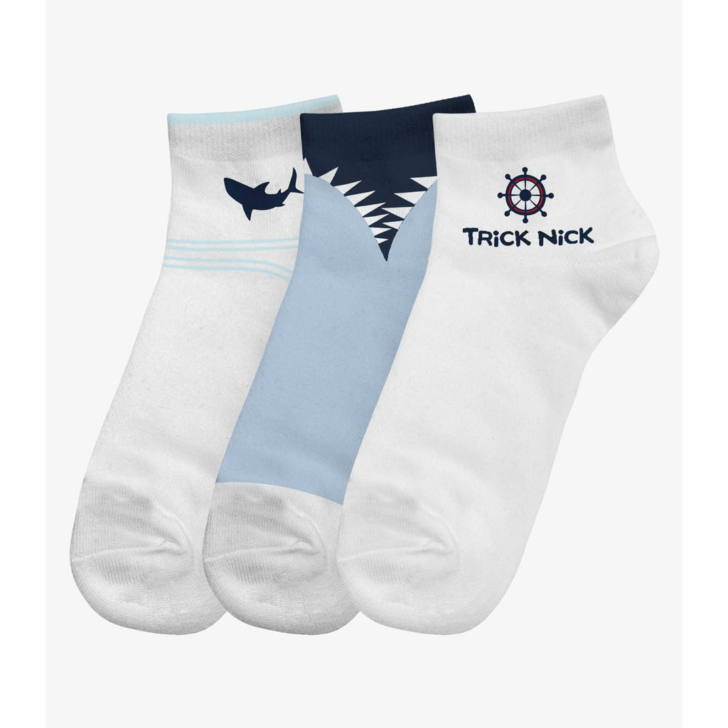 Kit 3 Pares De Meia Cano Curto Infantil Trick Nick Branco