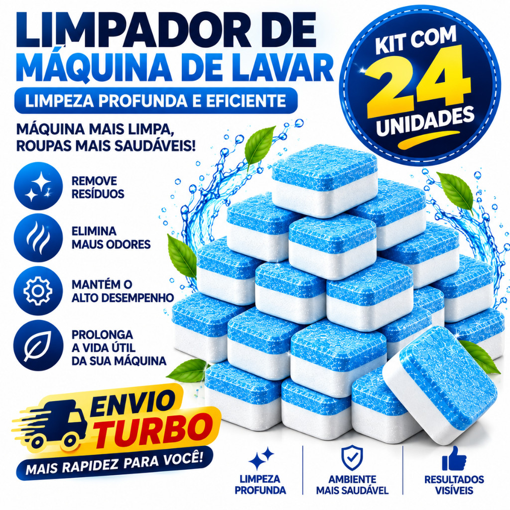 Pastilhas Limpeza Profunda para Máquina de Lavar - Elimina Odores