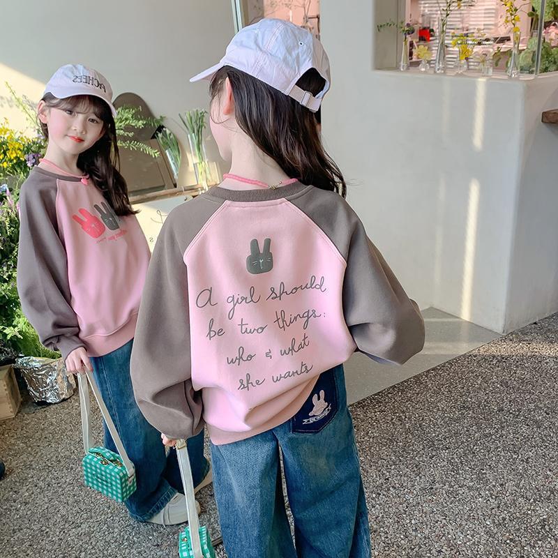 Meninas primavera moletom 2026 estilo ocidental crianças primavera estilo roupas infantis meninas de manga comprida prim