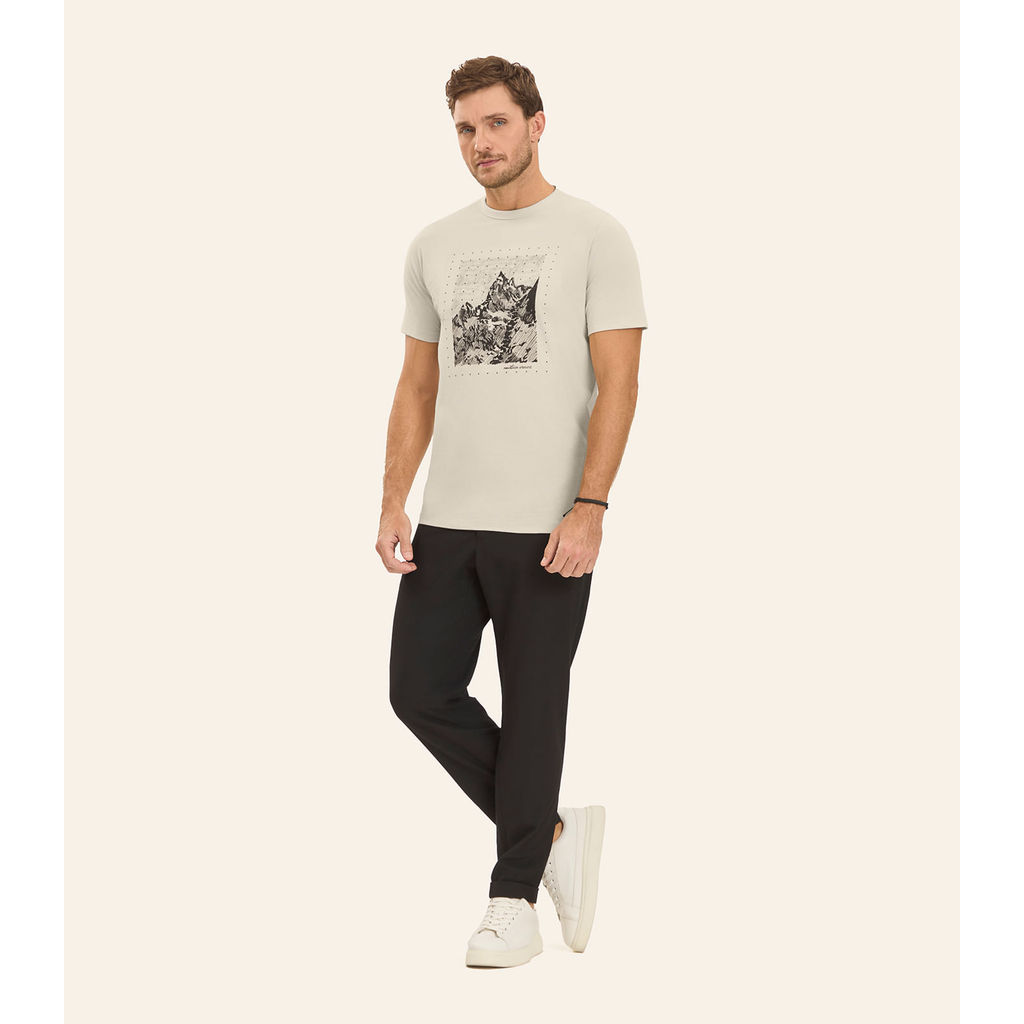 Camiseta Masculina em Meia Malha Diametro Bege