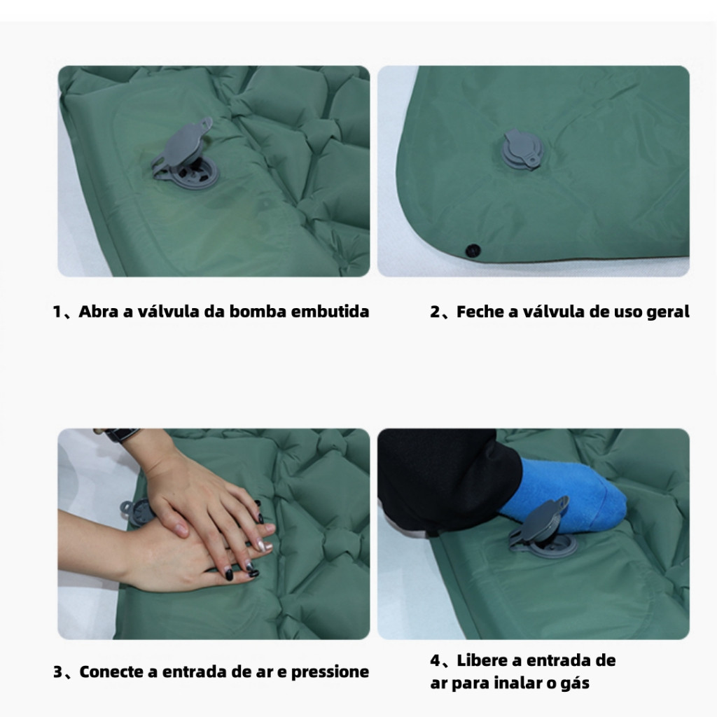 Colchão Inflável Automático De Casal Sleeping Pad Ar Externo Portátil De Acampamento 190*60*5cm Com Travesseiro · foto 2