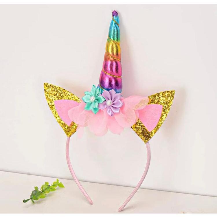 Tiara Arquinho Unicórnio Chifre Orelhas Arco Íris Meninas Diadema Carnaval Fantasia