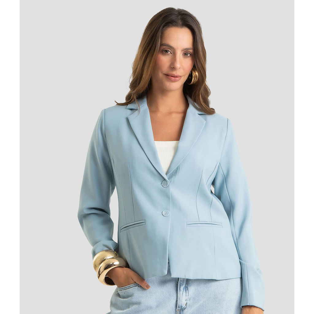 Blazer Feminino Em Alfaiataria Forrado Endless Azul