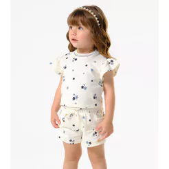 Conjunto Menina Blusa Com Shorts Trick Nick Bege
