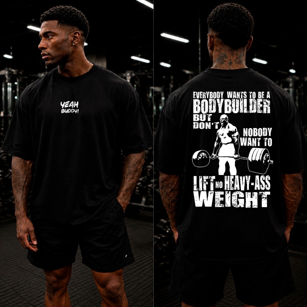 Camiseta Masculina Academia Musculação Oversized Bodybuilder Yeah Buddy Maromba Treino Pesado