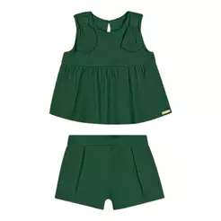 Conjunto Bebê Menina Tricoline Laços Colorittá Verde