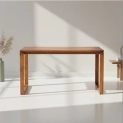 Mesa de Jantar 4 Lugares Retangular Madeira Maciça Craft Marrom/Garapa 140