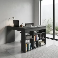 Escrivaninha Mesa Escritório em L Montecello 8 Nichos 115,5cm Yescasa Grafite Cinza Grafite