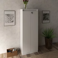 Armário para Escritório com 2 Portas com Chave ME4151 Tecno Mobili Branco Branco