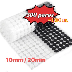 Kit 500 Pares Velcro Adesivo Redondo 10mm/20mm Fecho de Contato Artesanato Papelaria