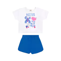 Conjunto Infantil Menina Com Estampa Elian Branco
