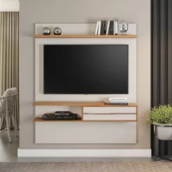 Painel para TV até 55 Polegadas 135CMX160,2cm 1 Porta 1 Prateleira Off White Freijó Trend Nt 1155 Branco Off