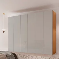 Guarda-Roupa Casal 100% MDF 6 Portas e 6 Gavetas Vision Marrom/Marromle/Off White Naturalle/Off White