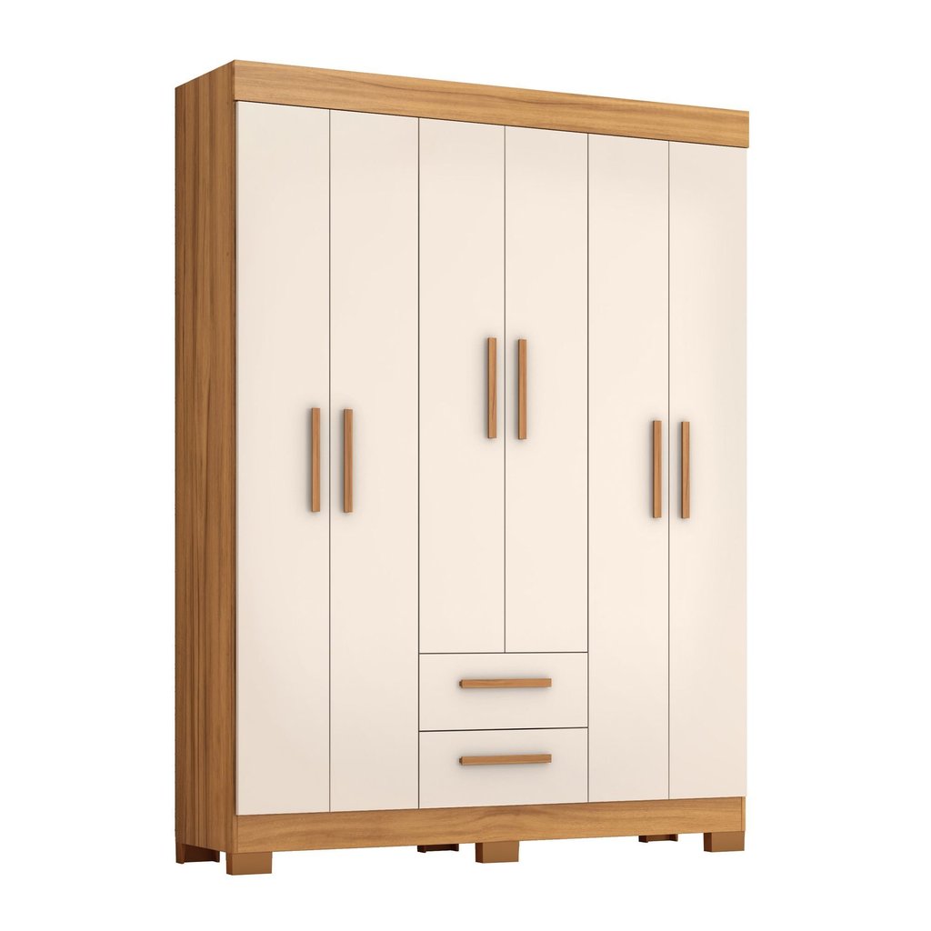 Guarda-Roupa NT6015 com 6 Portas e 2 Gavetas Laranja/Freijó Trend/Off White Tx Off White/Freijó · foto 2