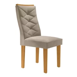 Conjunto 6 Cadeiras para Sala de Jantar Germany Espresso Móveis Cinamomo/Boucle Bege