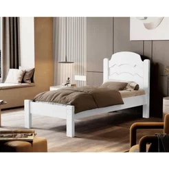 Cama de Solteiro 100% MDF 107x94x195cm Iris Branco Branco